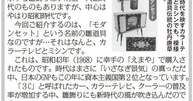 これも「昭和遺産」!?雛道具にカラーテレビとミシンが仲間入り